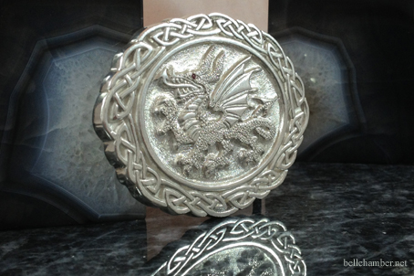 Welsh Dragon Belt Buckle in Sterling Silver with ruby eye