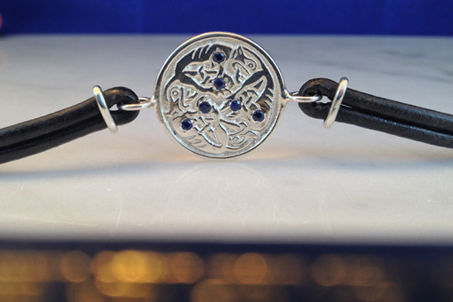 Leather and Silver Celtic Bracelet