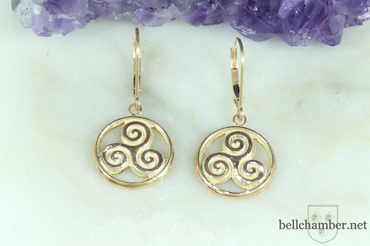 Triskele Earrings in Gold Celtic