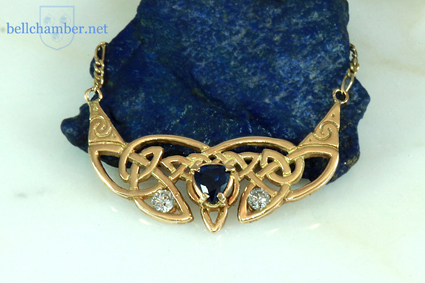 Modern Celtic Pendant with Sapphire and diamonds