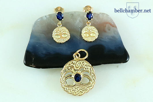 Sapphire Tree of Life Earrings and Pendant