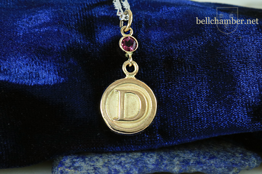 Gold Initial D pendant with birthstone
