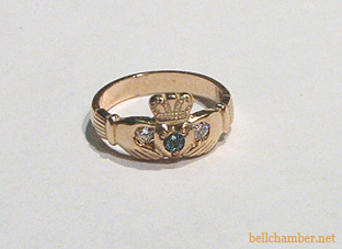 Claddagh with diamonds and emerald