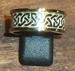 White Gold Celtic Dimma Loveknot with Raised Yellow Borders