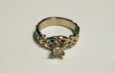 Celtic Ring with Priincess Cut Diamond