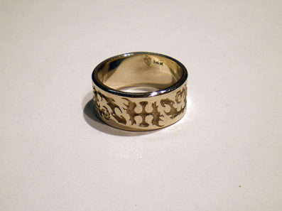 Tribal Dragon Ring in White Gold