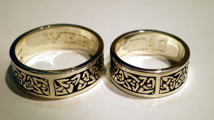 Custom inside ring engraving on Tree Triskele Rings