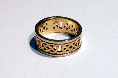 Celtic Gold Ring Peirced, two tone Durrow Eternity Loveknot