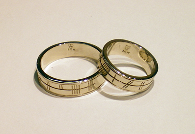Ogham Wedding Ring Set