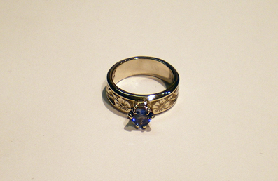 Habiscus Flower Ring with Blue Sapphire