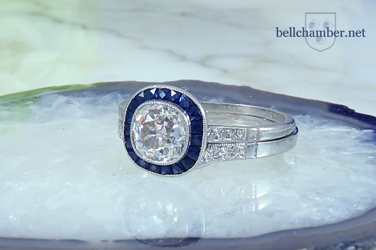 Platinum Art Deco ring with custom wedding