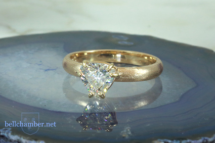 Trillium Cut Diamond 6.5mm set into a satin finish engagement ring