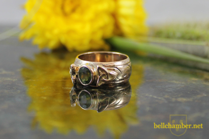 Olive Green Sapphire Celtic Ring