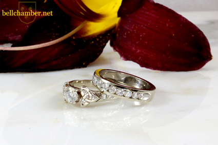 Channel set ring with diamond Double Triskele ring