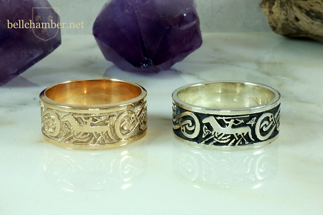 Odin and Sleipnir rings in Gold and Silver