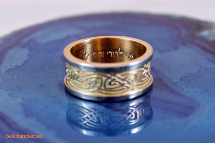 Song of Solomon in Hebrew Letters engraved on inside of ring.