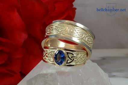 Celtic Wedding set, Diana loveknot ring set with a 1.1 ct Oval Blue Sapphire