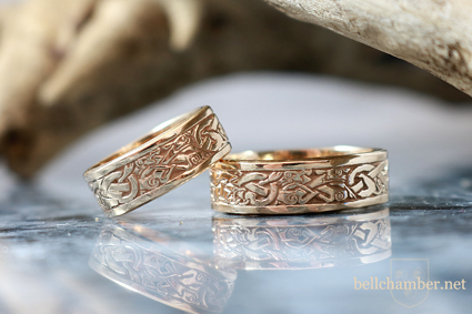 Celtic Wolf Rings in Gold