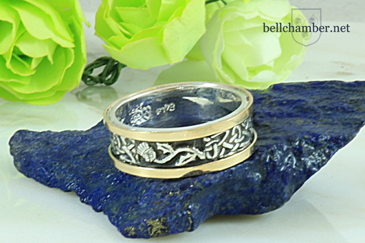 Highlander Thistle ring in silver and gold