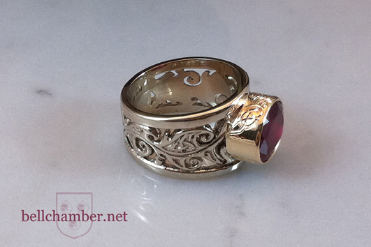 Thistle Triskele Ring with Ruby