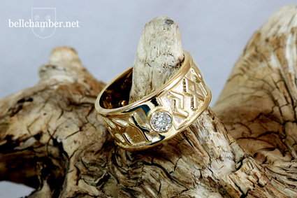 Gold Rune Ring with Diamond