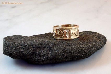 Custom Futhark Rune Ring in Gold with diamond