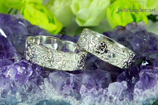 Dragon and Lion Triskele Rings