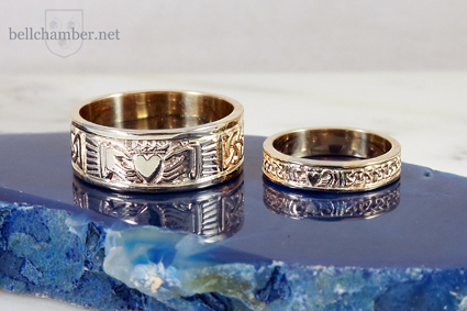 Two Tone Gold Claddagh Wedding Ring set