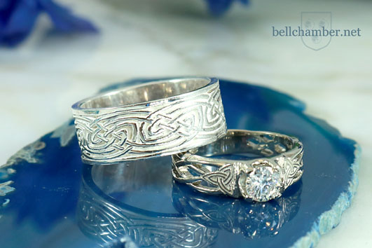 Rebecca Triskele Diamond ring and Kells Triskele