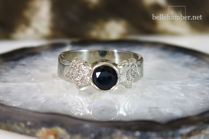 White gold wolf engagment ring